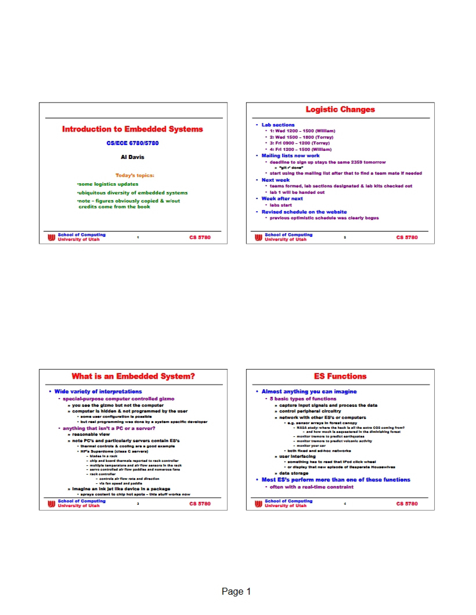 Class Notes for Embedded Systems