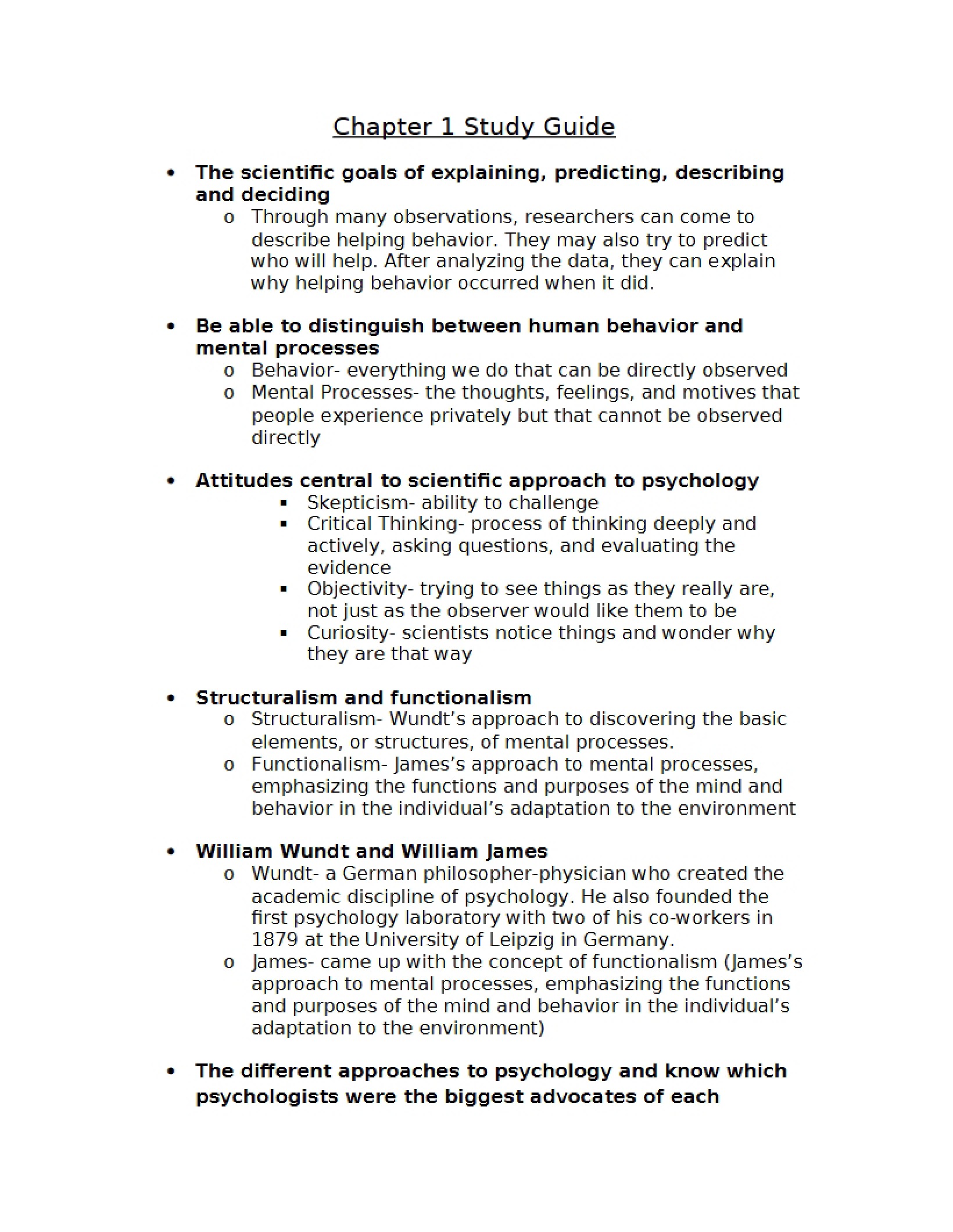 Psychology Chapter 1