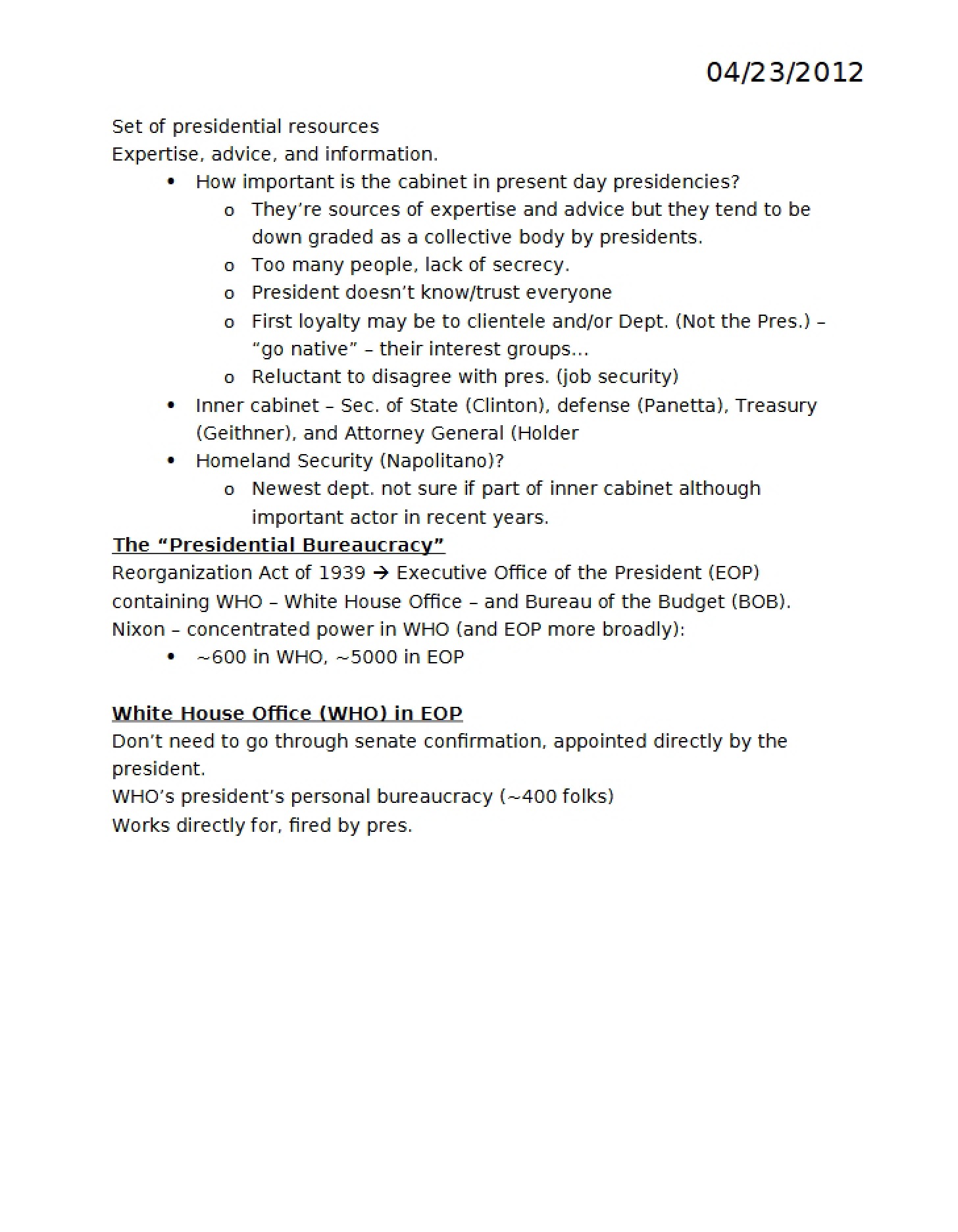 Notes from Class