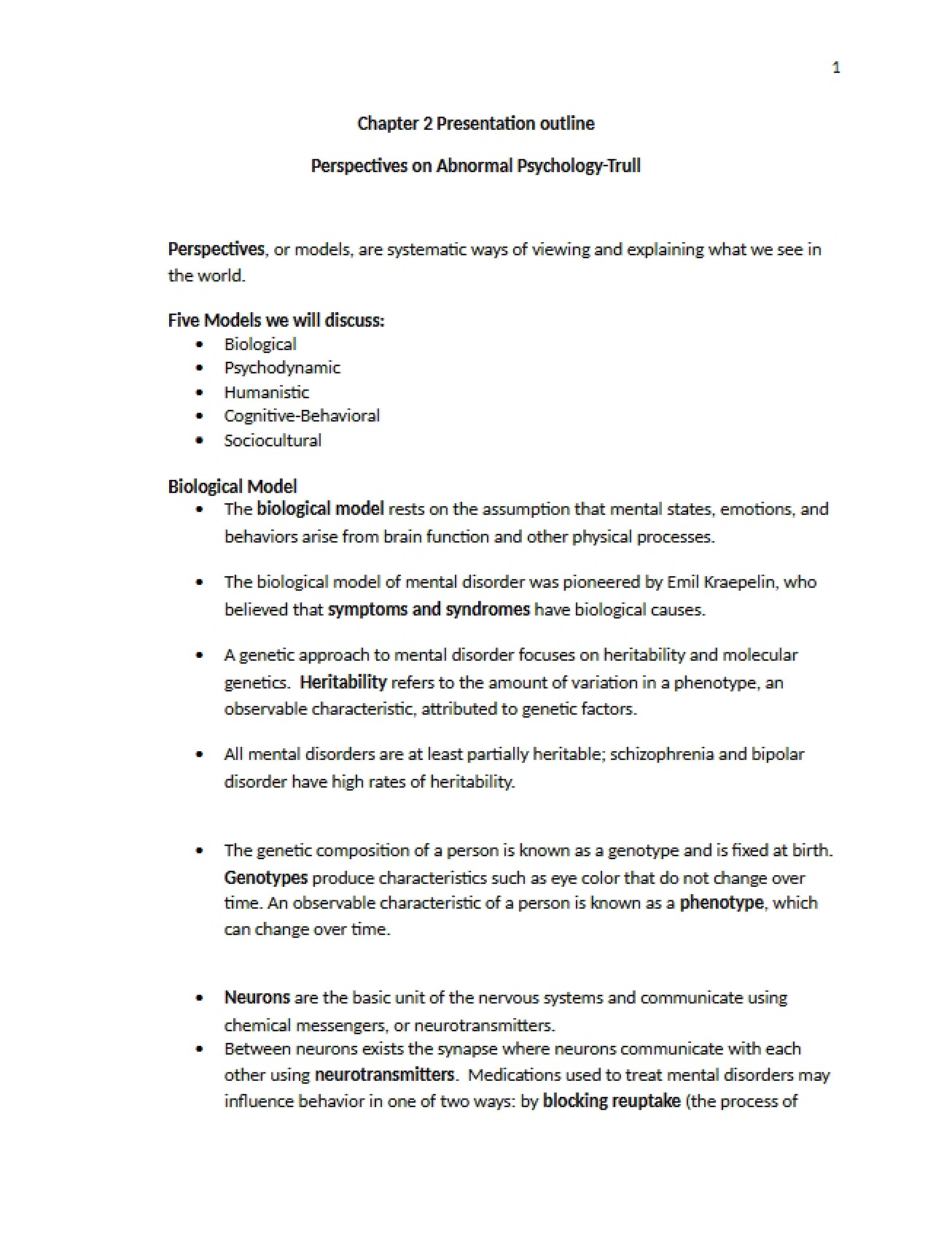 Presentation Outline for Chapter 2