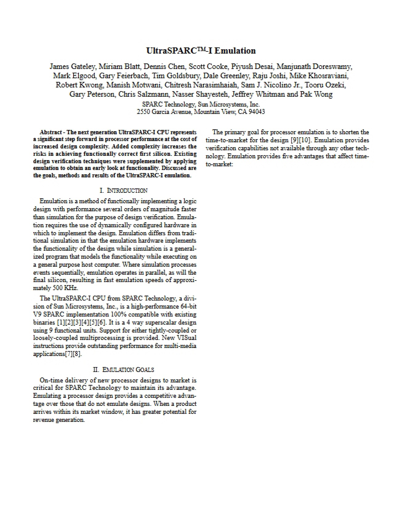 Emulation of UltraSPARC-I