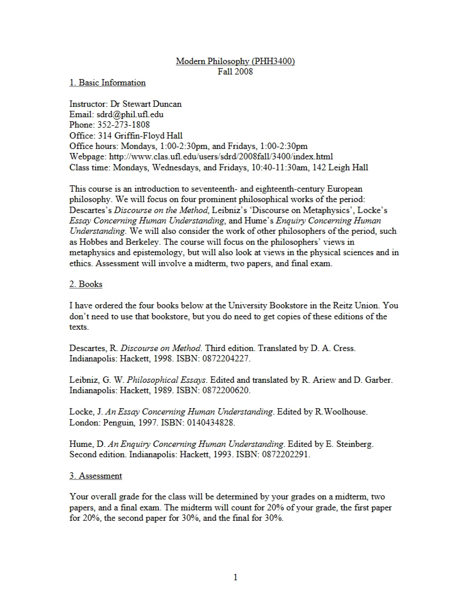 Course Material Modern Philosophy