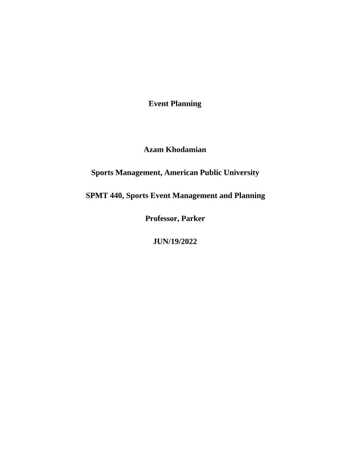 Event Planning (SPMT 440)