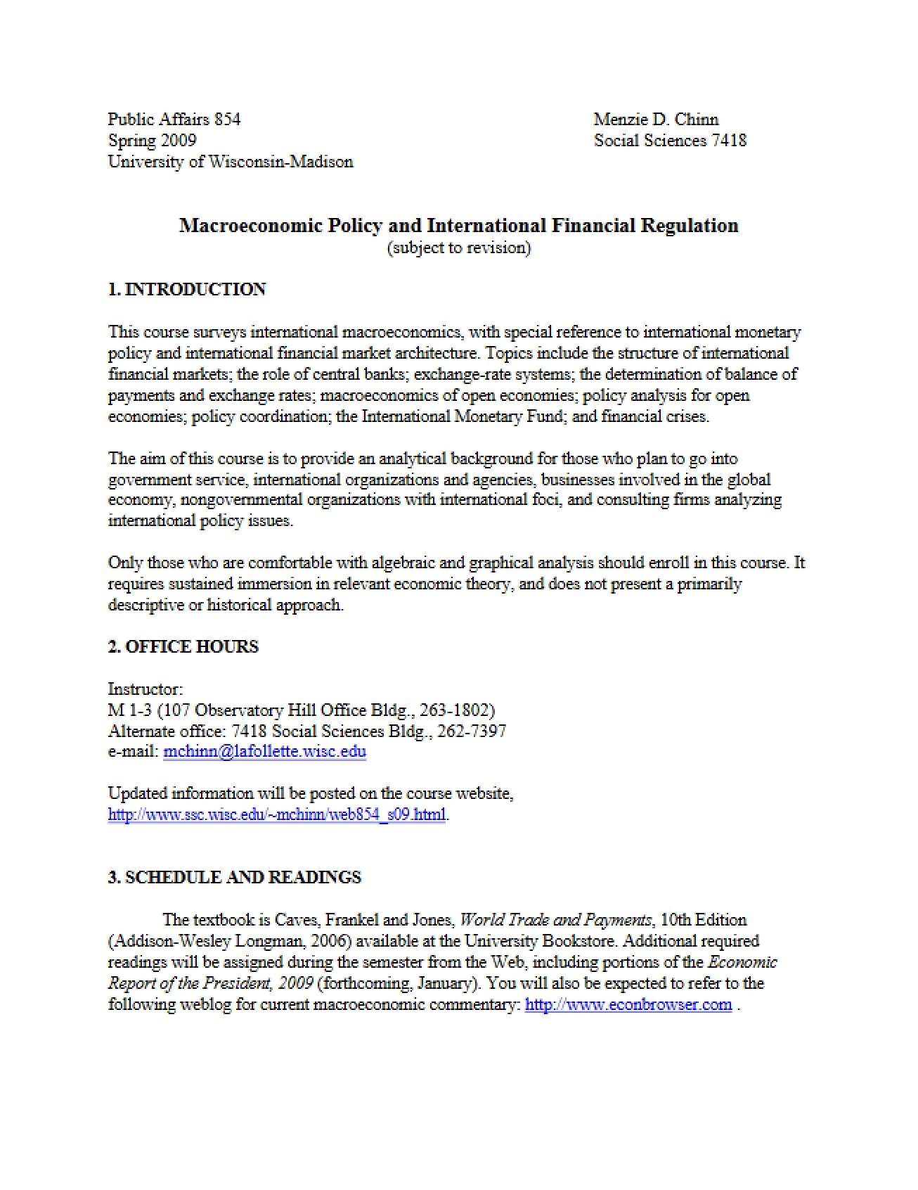 Course Syllabus - 3 Pages