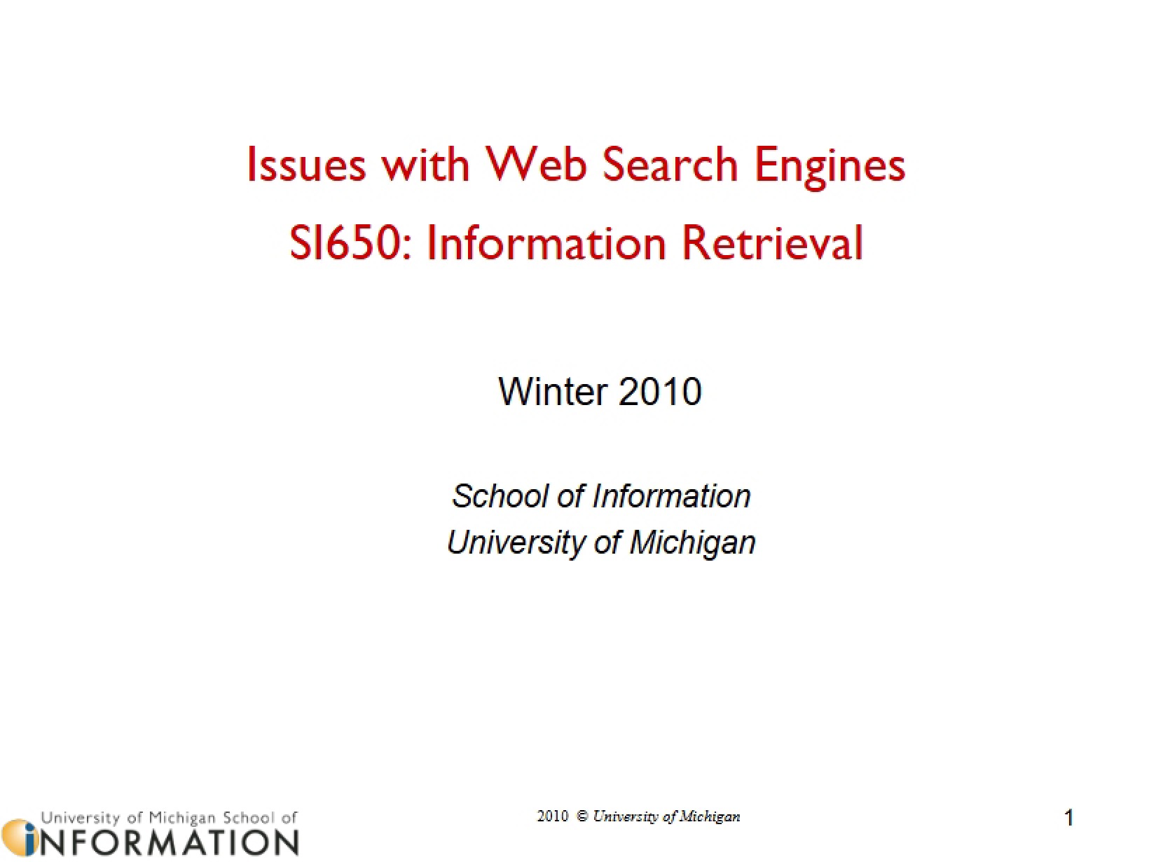 Web Search Engine Problems