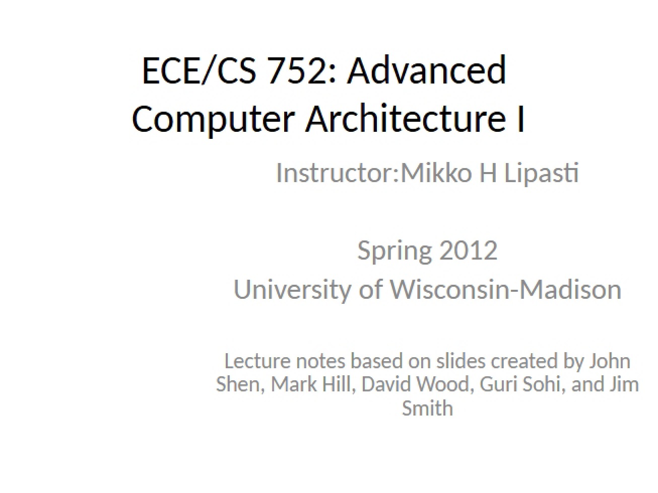 Lecture Notes on Computer Architecture