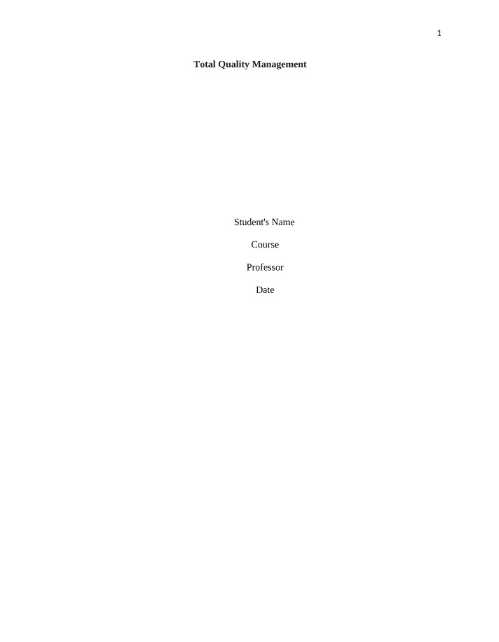Notes on Total Quality Management