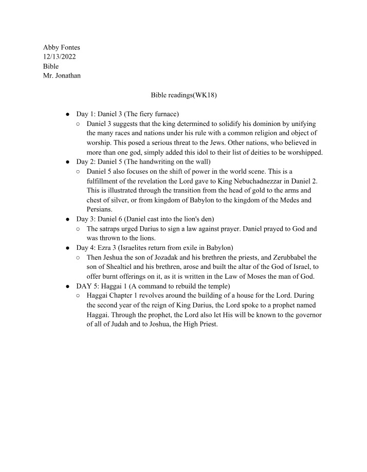 Readings from Daniel, Ezra, and Haggai