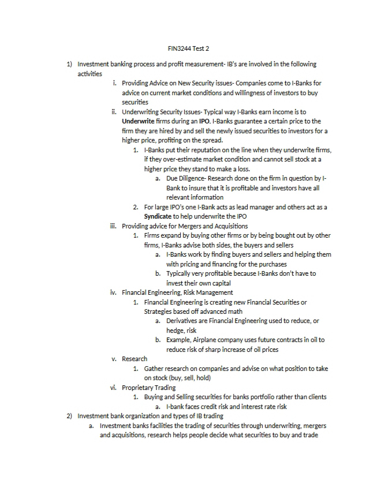 Outline of the Investment Banking Process