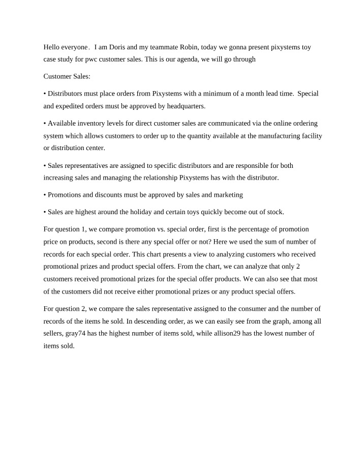 Pixystems Toy Case Study - Sales and Promotions
