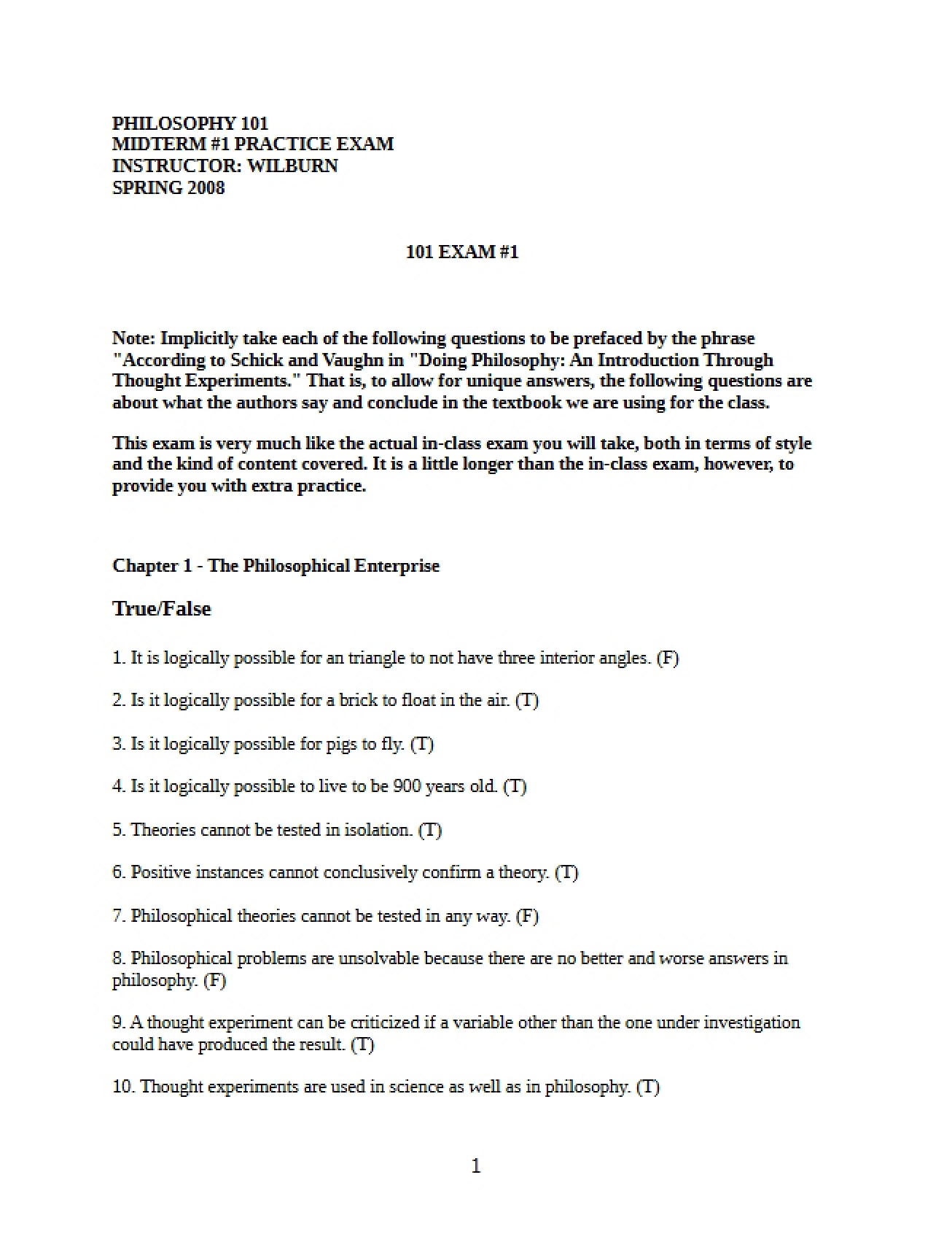 Practice Assessment for Midterm 1