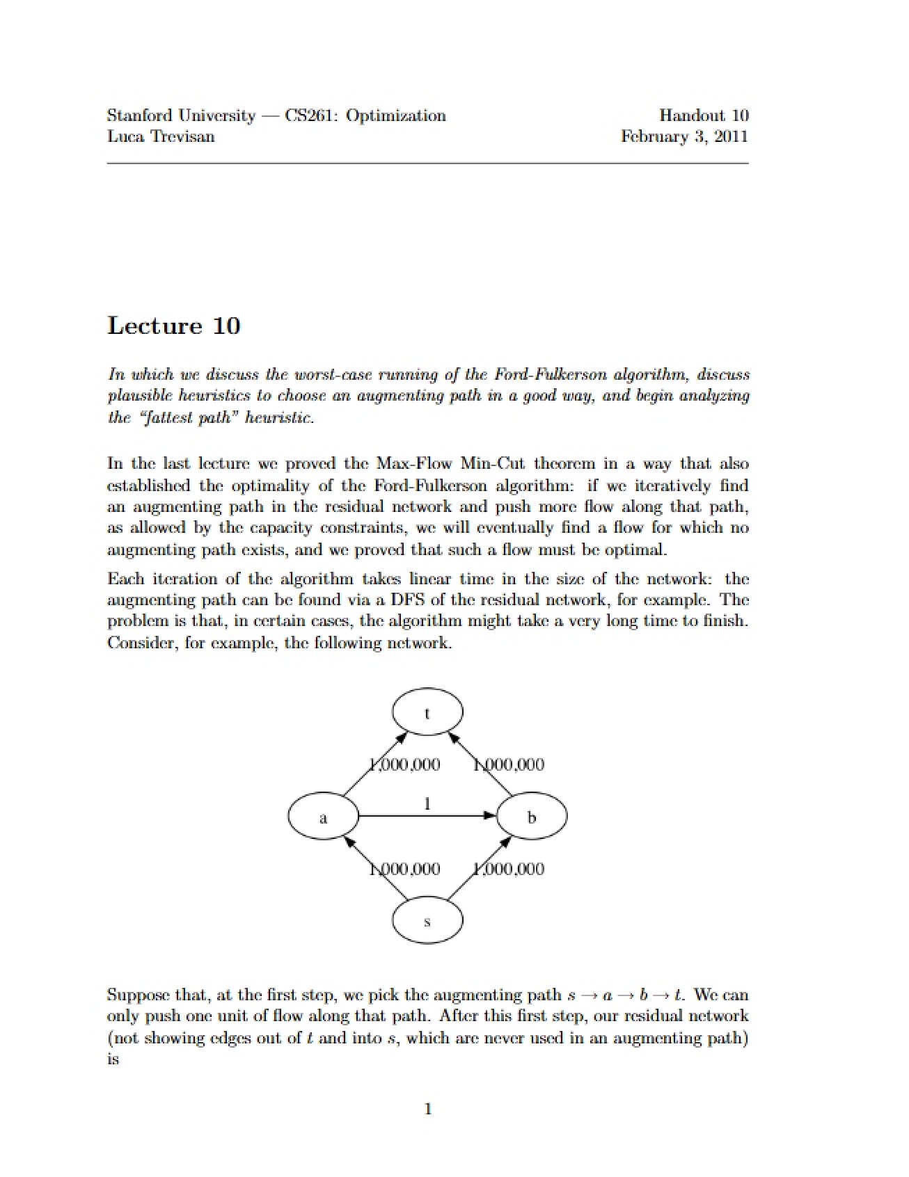 Tenth Lecture on Optimization and Algorithmic Paradigms