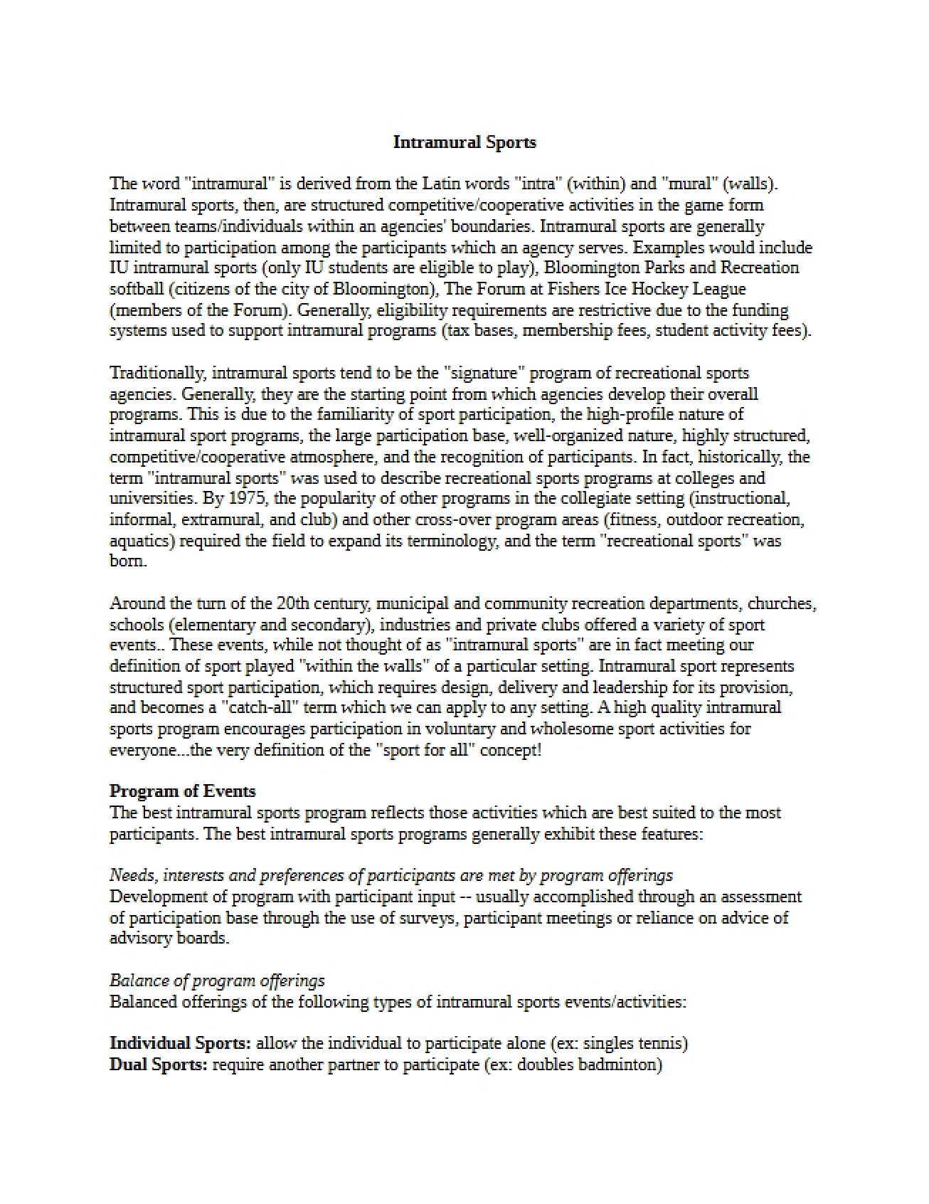 Intramural Sports Organization