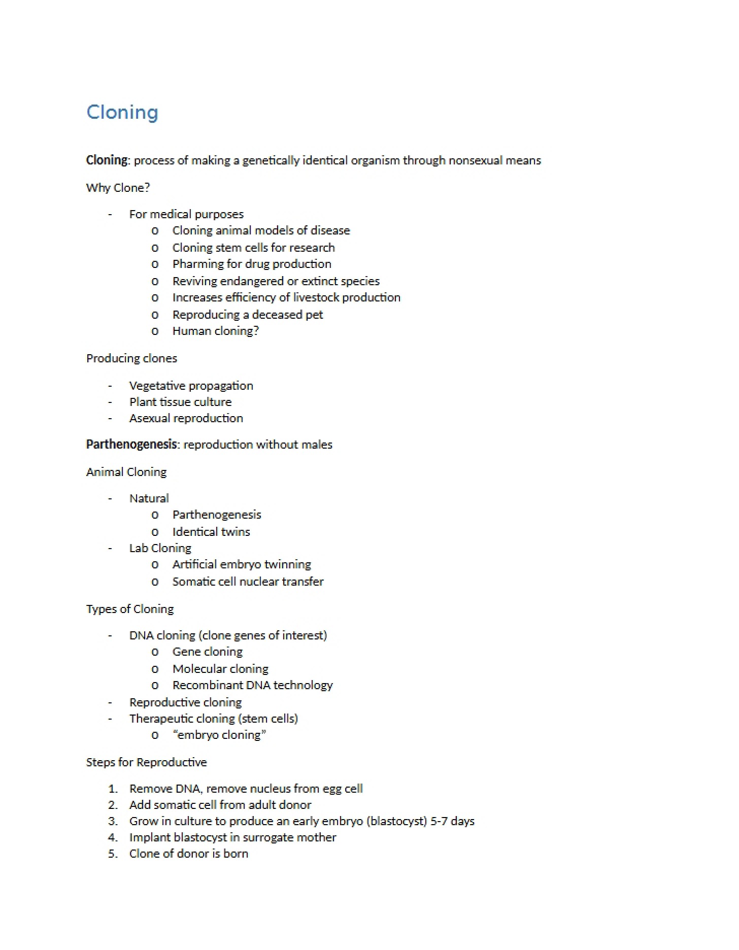 Cloning Overview