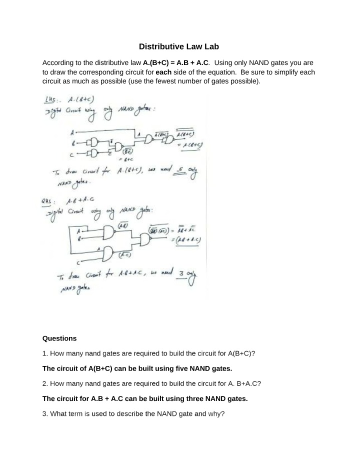 Distributive Law - Chemistry Lab