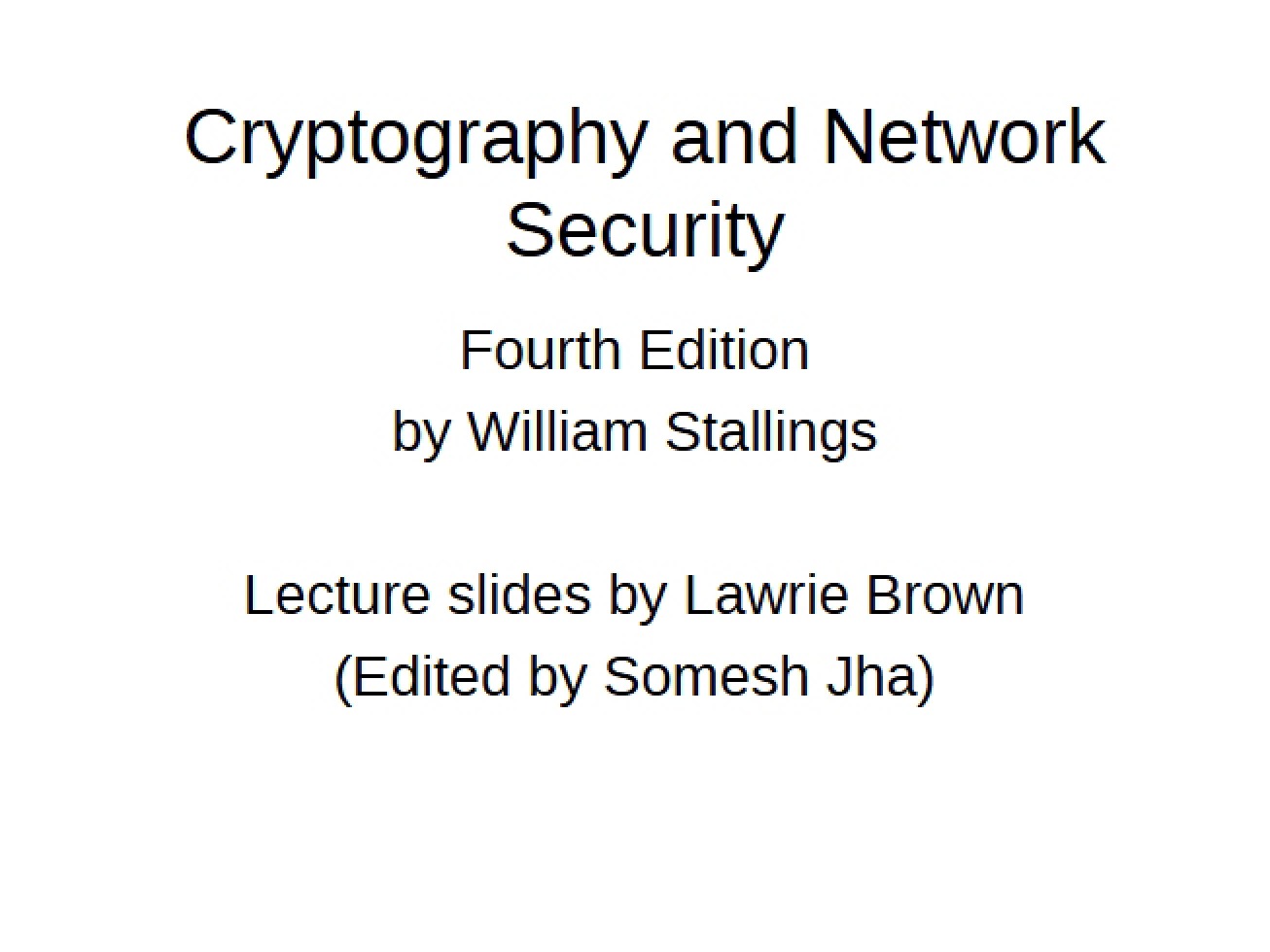 Network Security and Cryptography