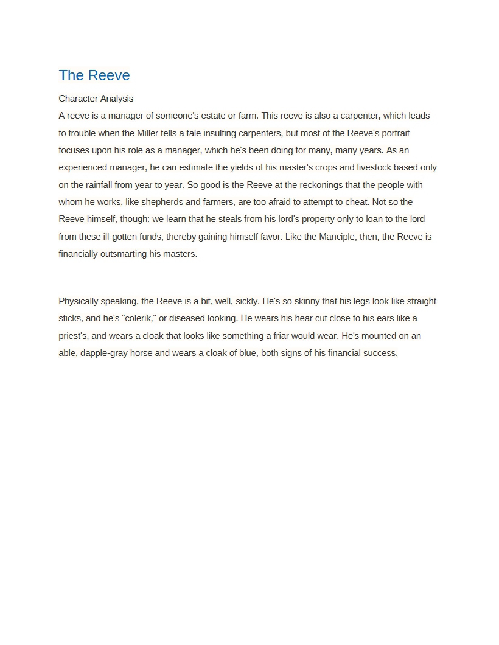 Reeve (World Literature)