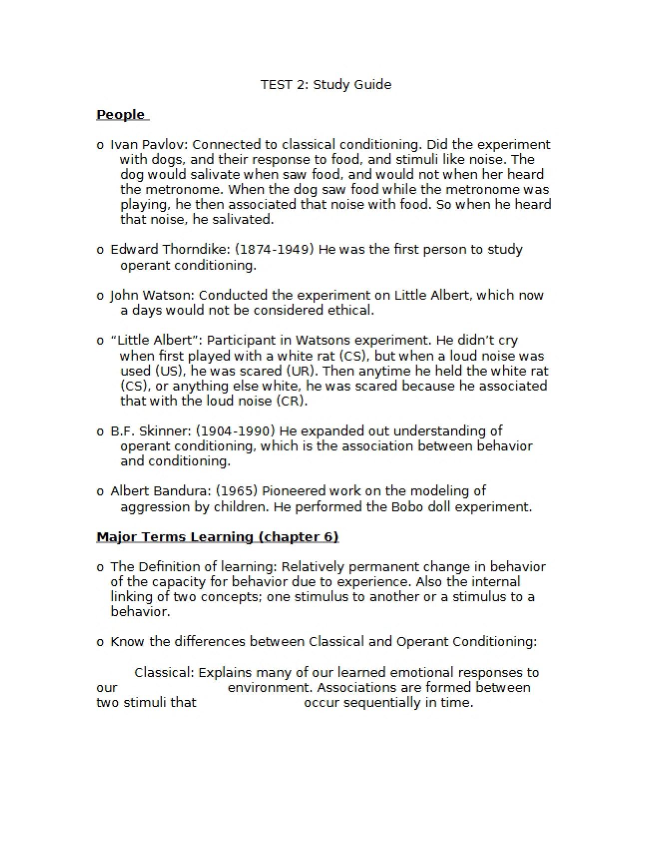 Second Test for General Psychology
