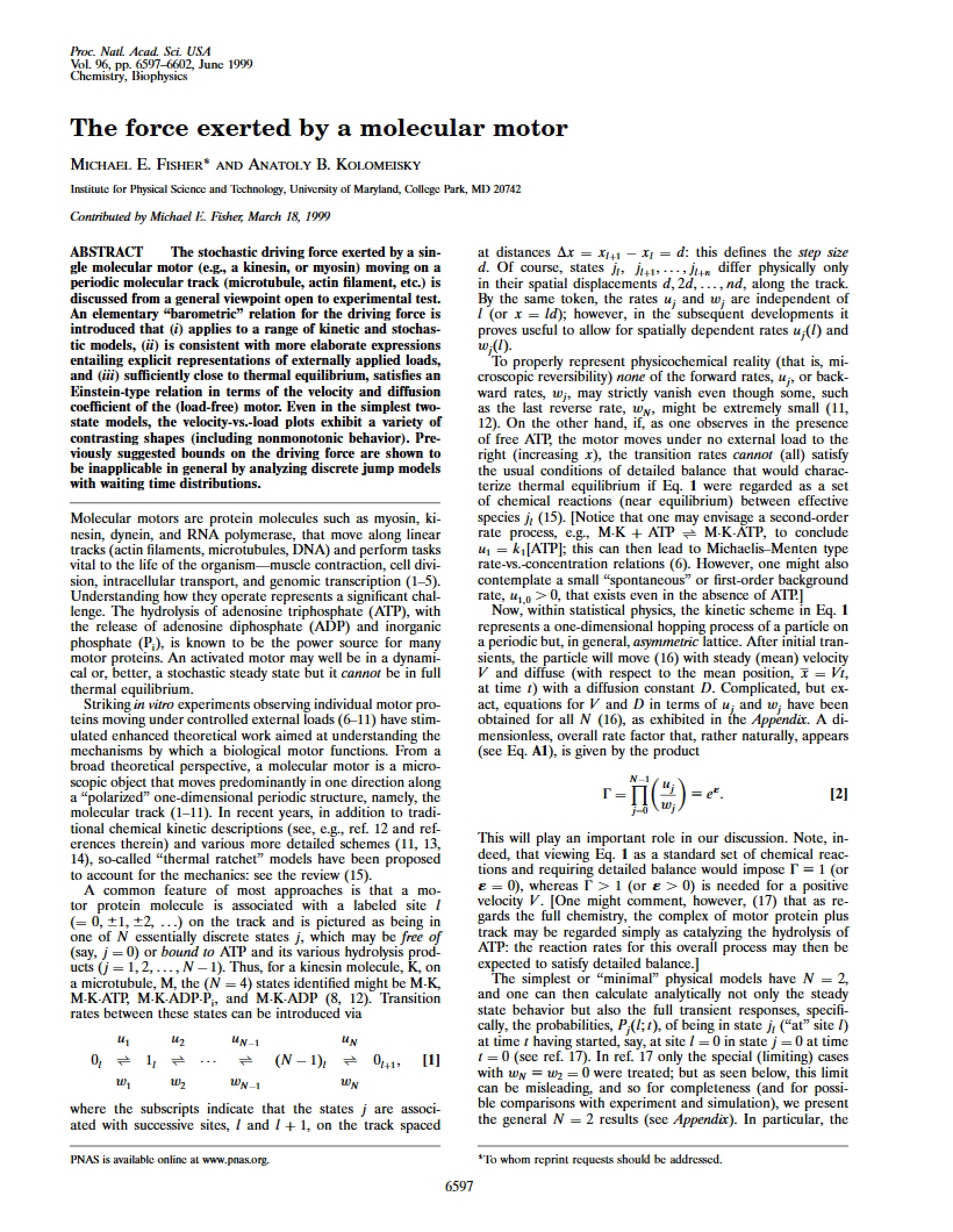Molecular Motor Force Exertion