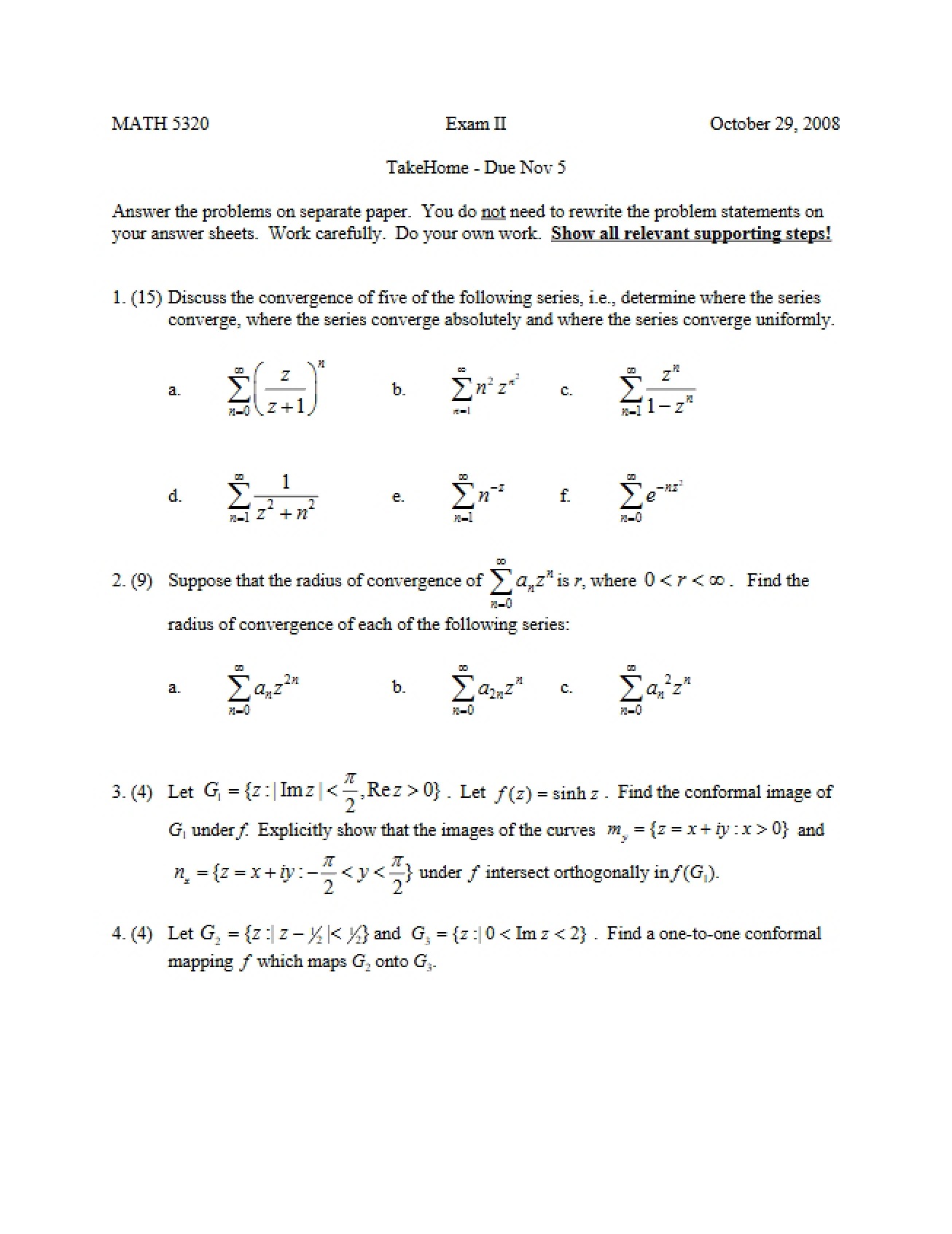 MATH 5320 Exam II