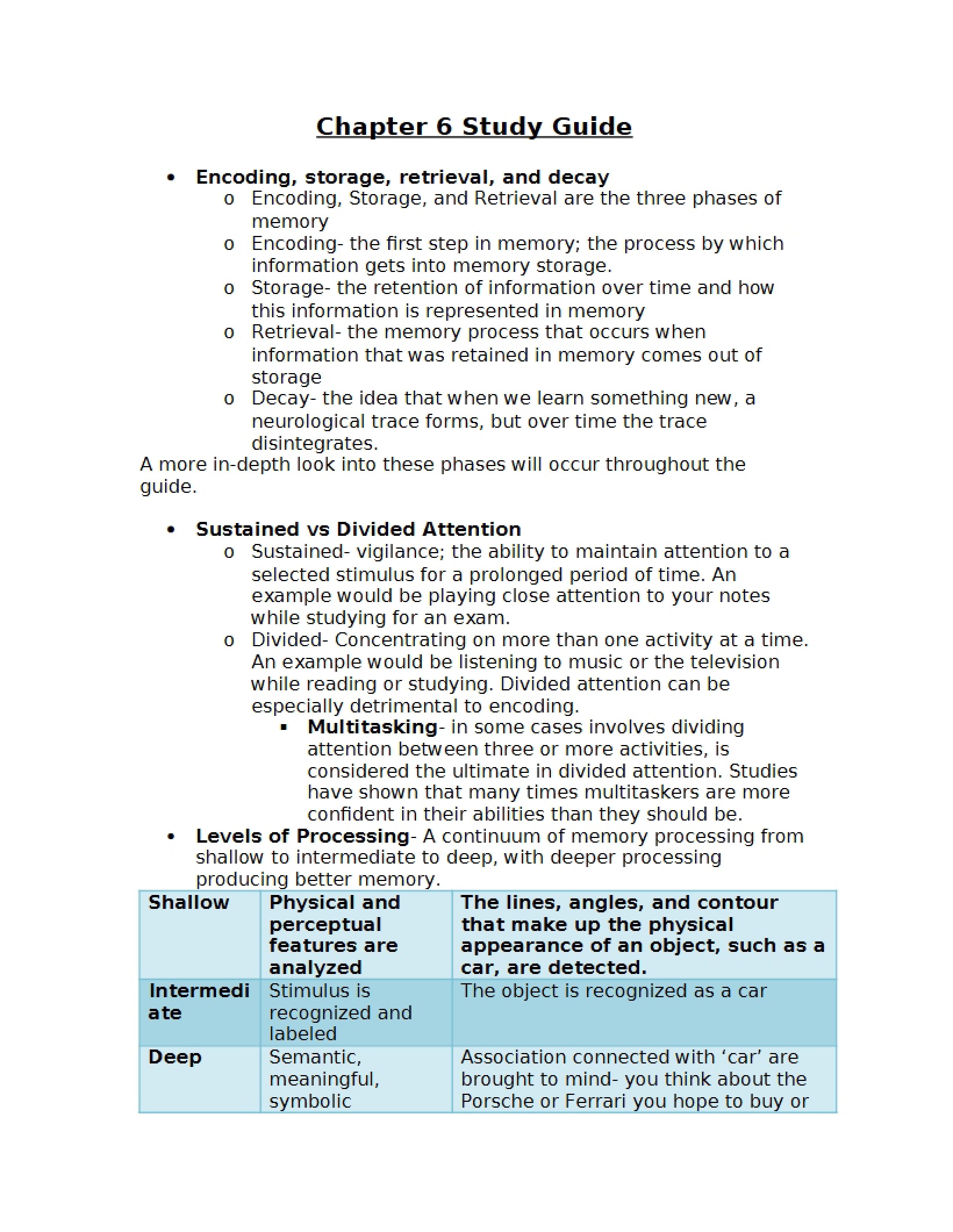 Study Guide for Chapter 6