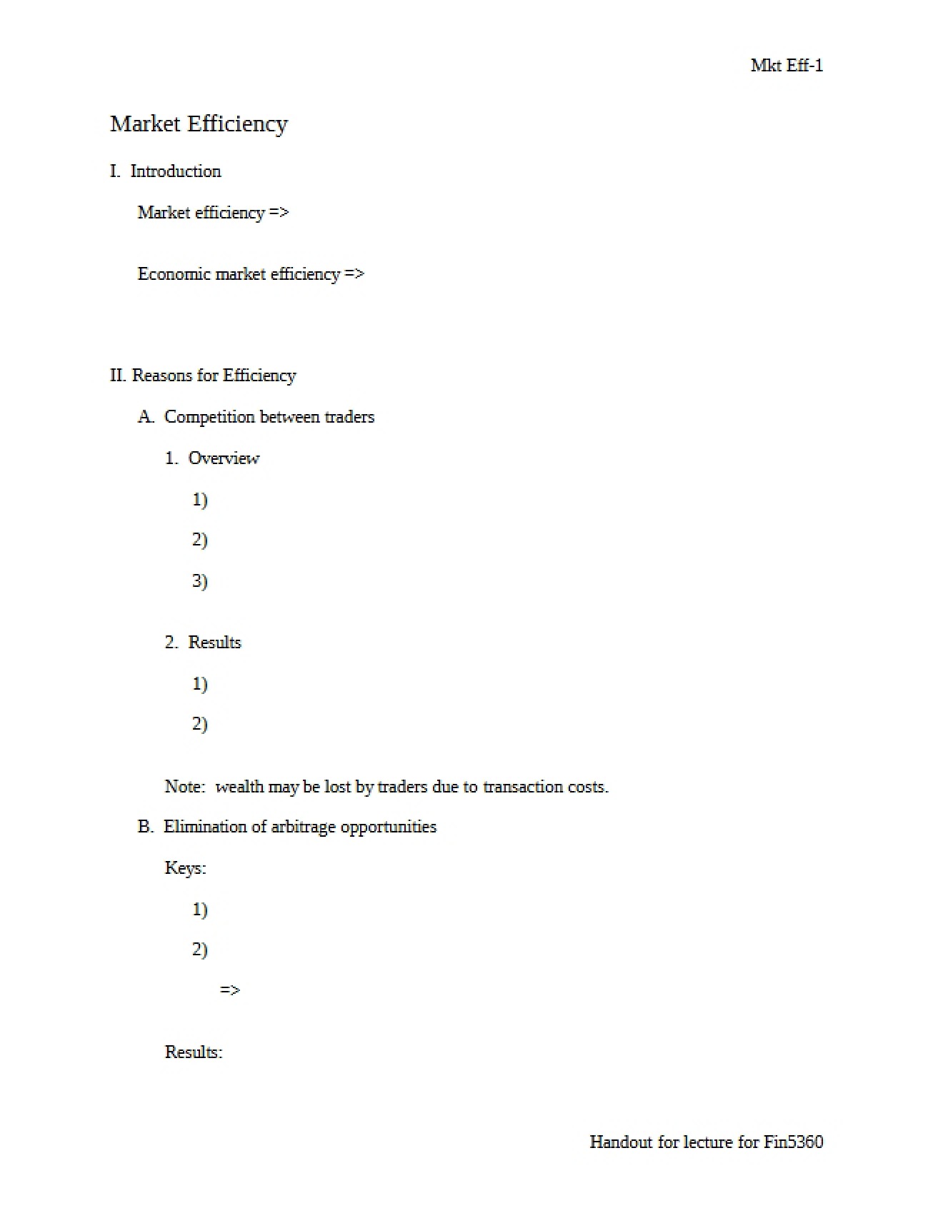 Efficient Markets Hypothesis