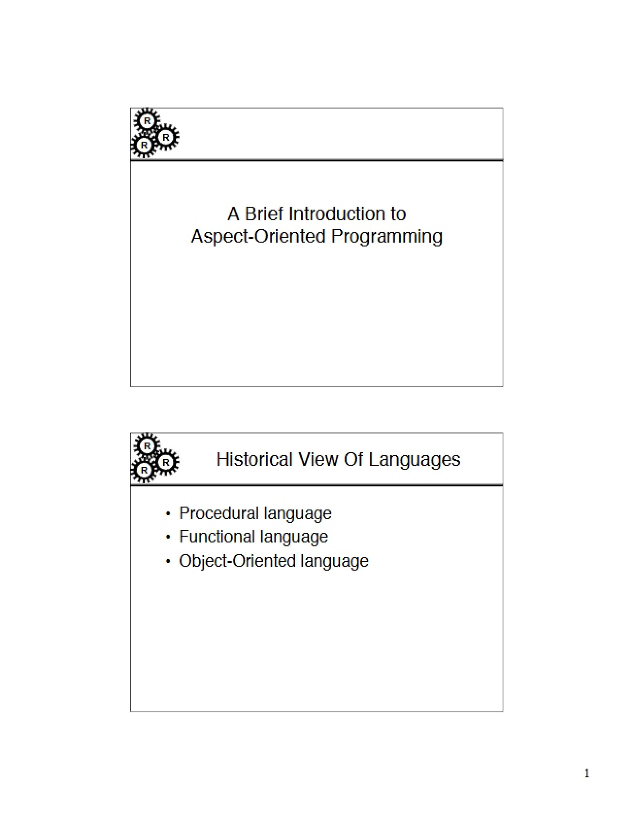 Intro to Aspect-Oriented Programming