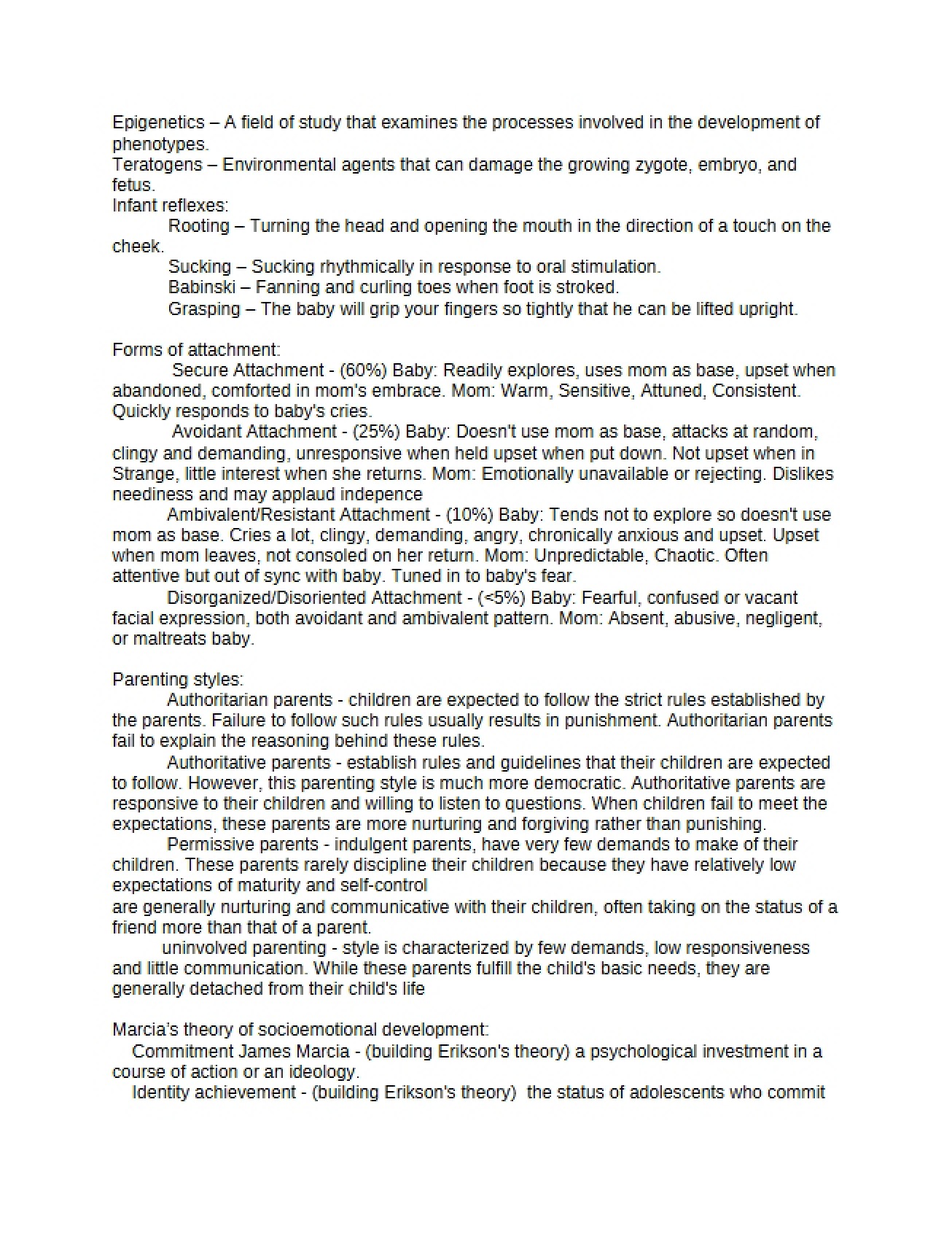 General Notes for Introductory Psychology
