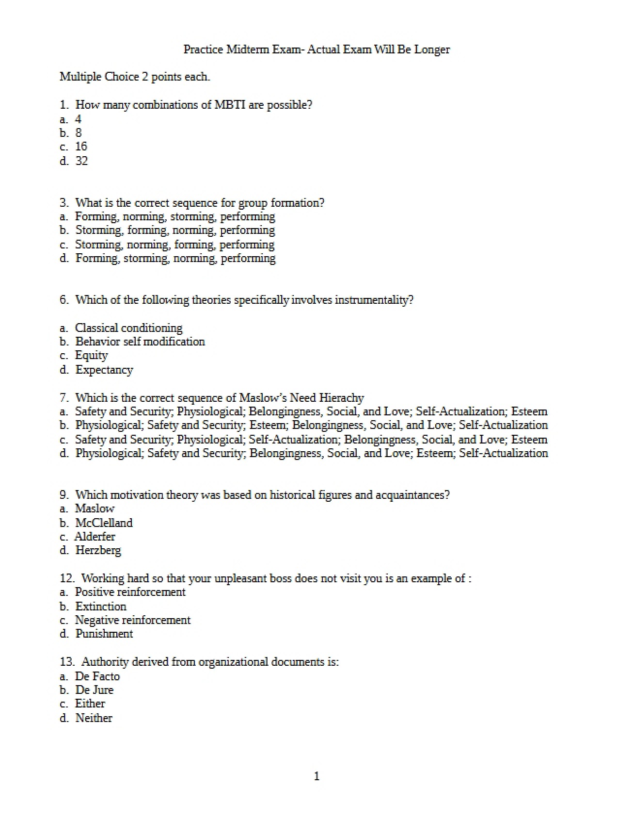Midterm Practice Exam
