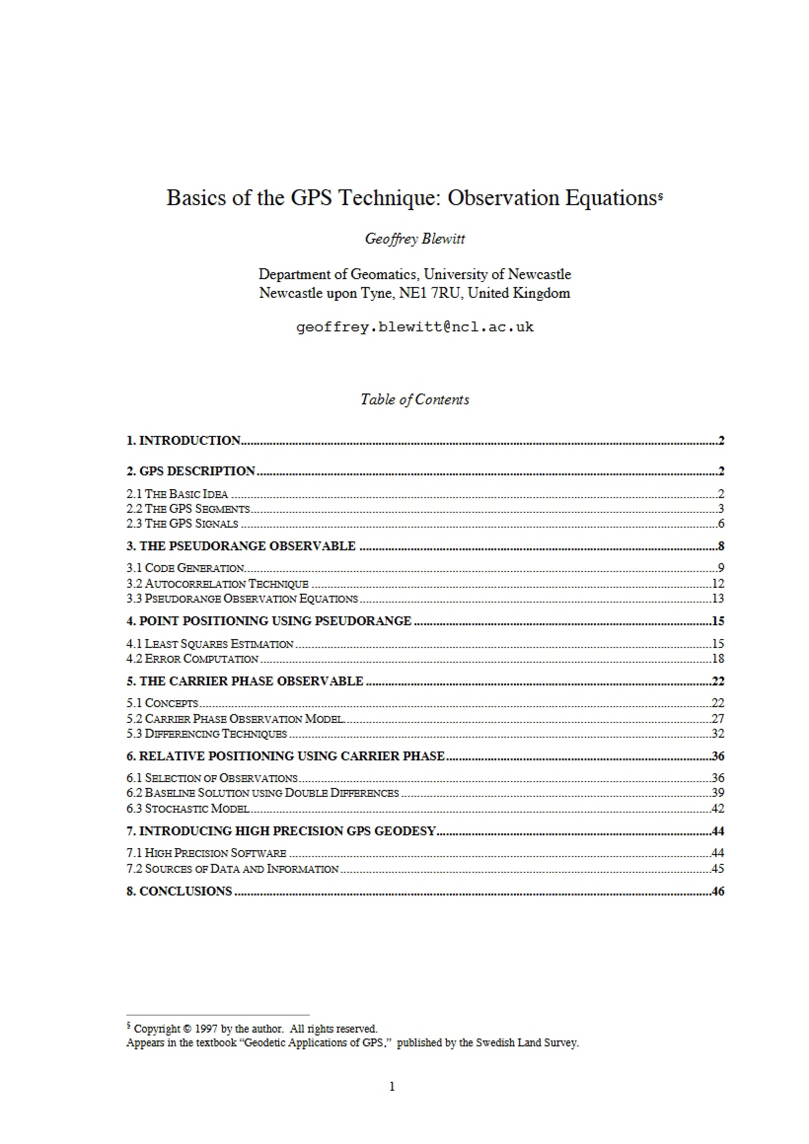 Equations of Observation