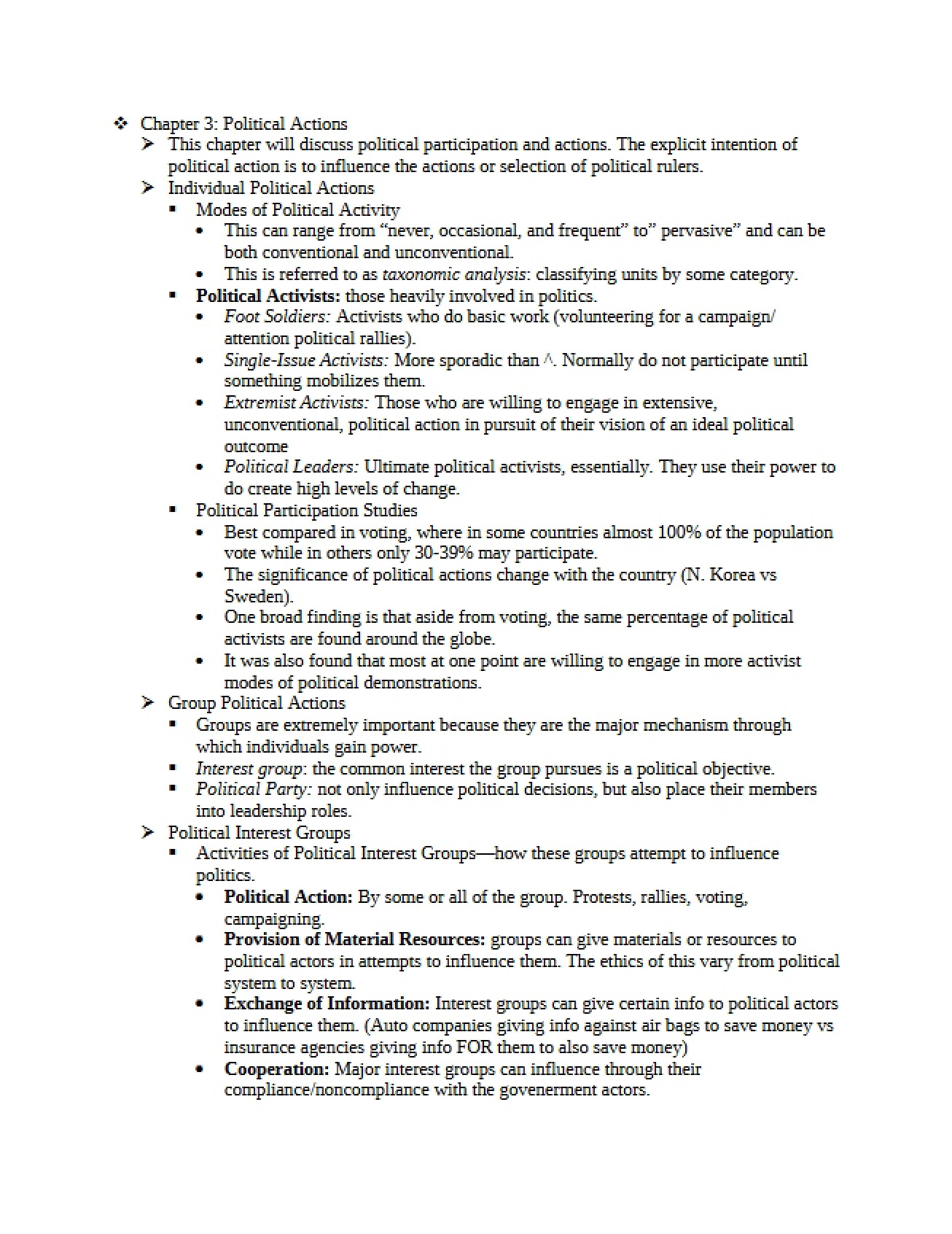 Actions in Politics (Ch 3)