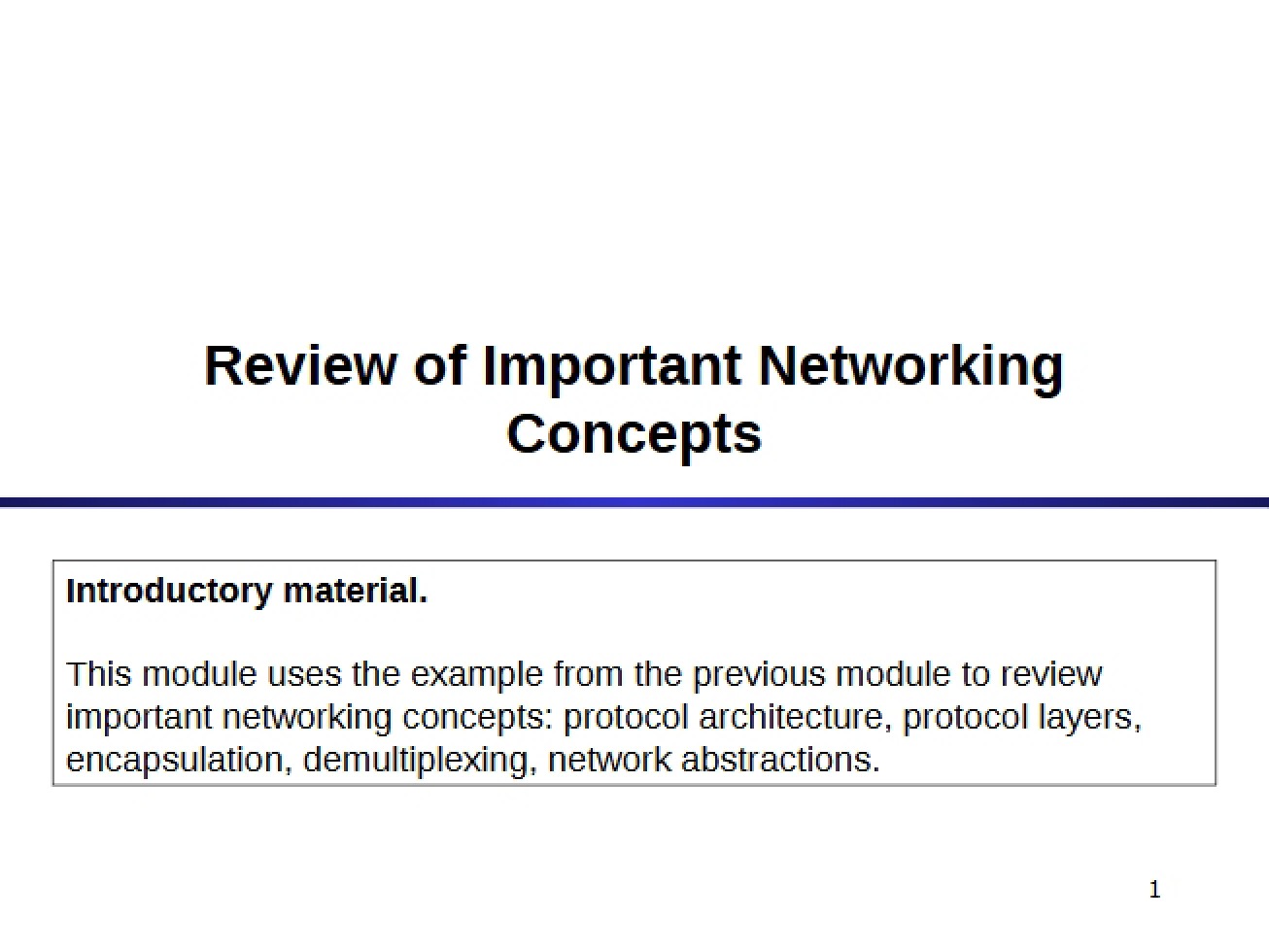 Important Networking Concepts Review