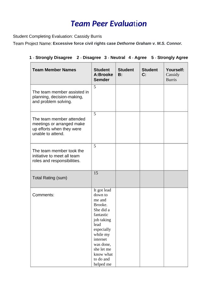 Cassidy Burris Peer Evaluation