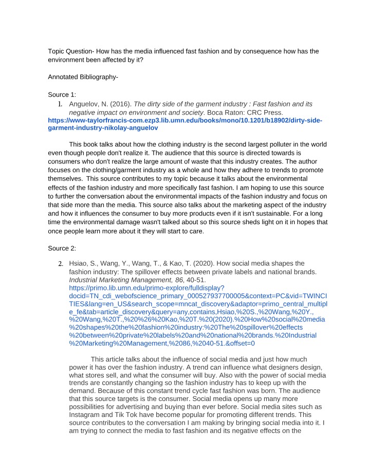Media Influence on Fast Fashion and its Environmental Impact