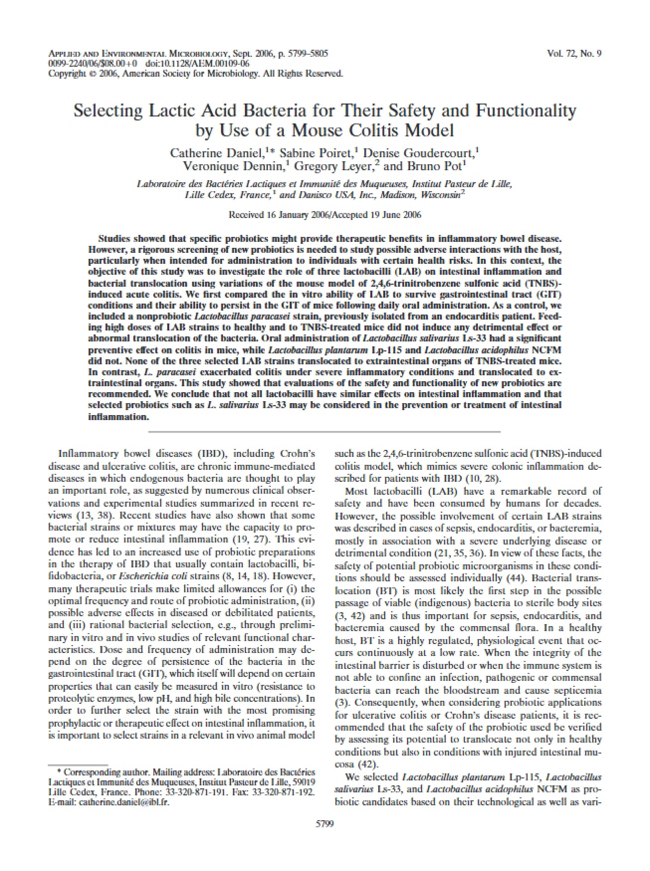 Safety and Functionality in Lactic Acid Bacteria Selection