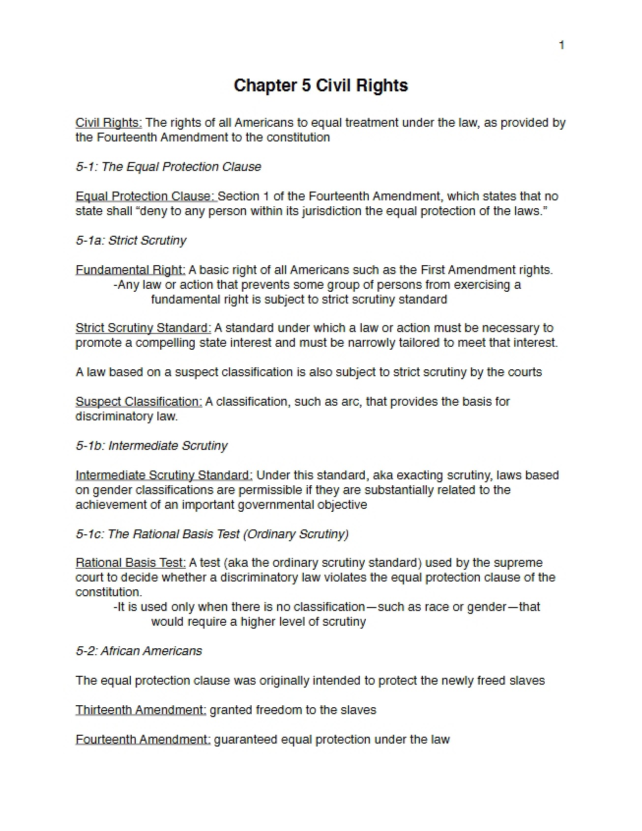 Civil Rights Chapter Five