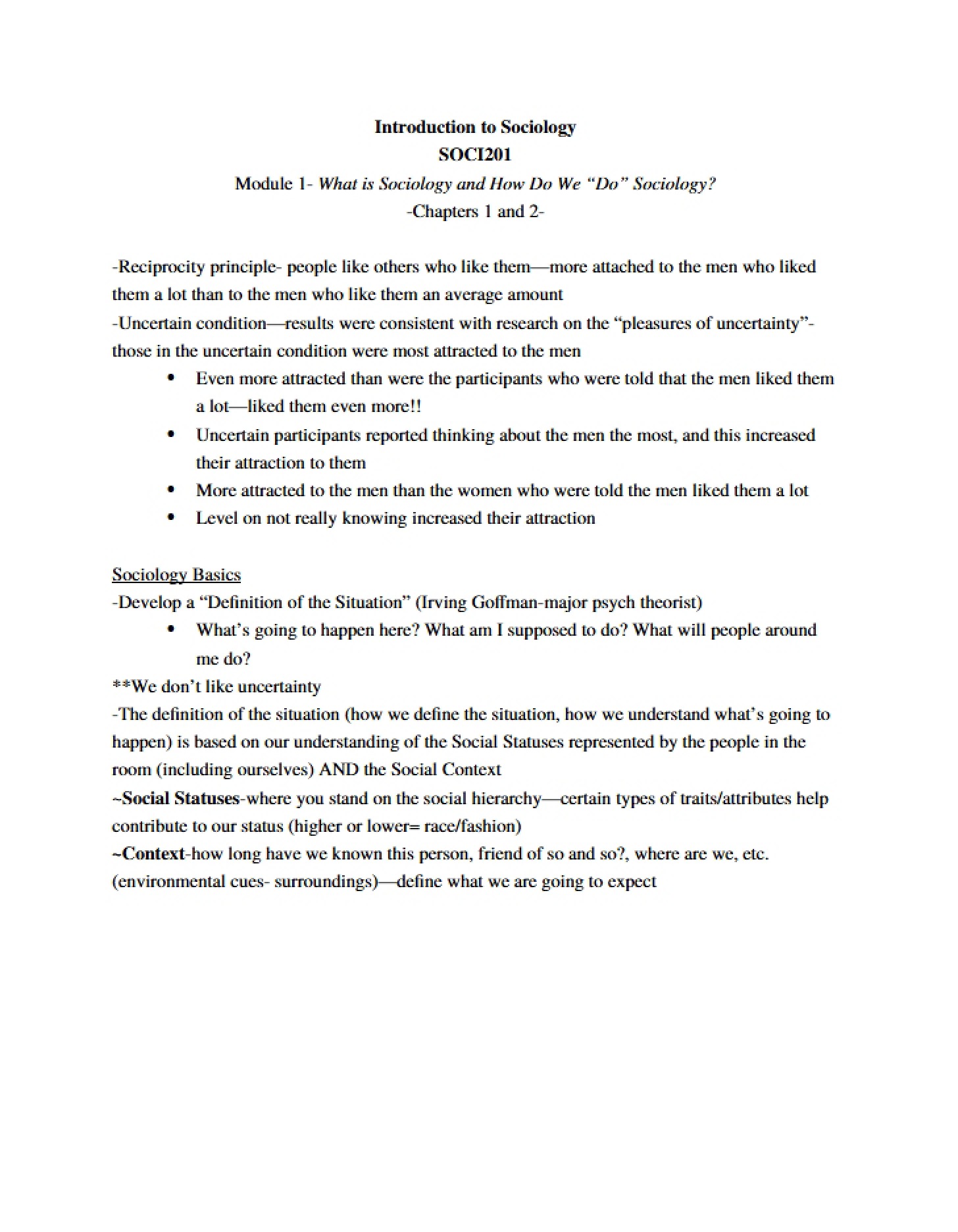 Notes from Session
