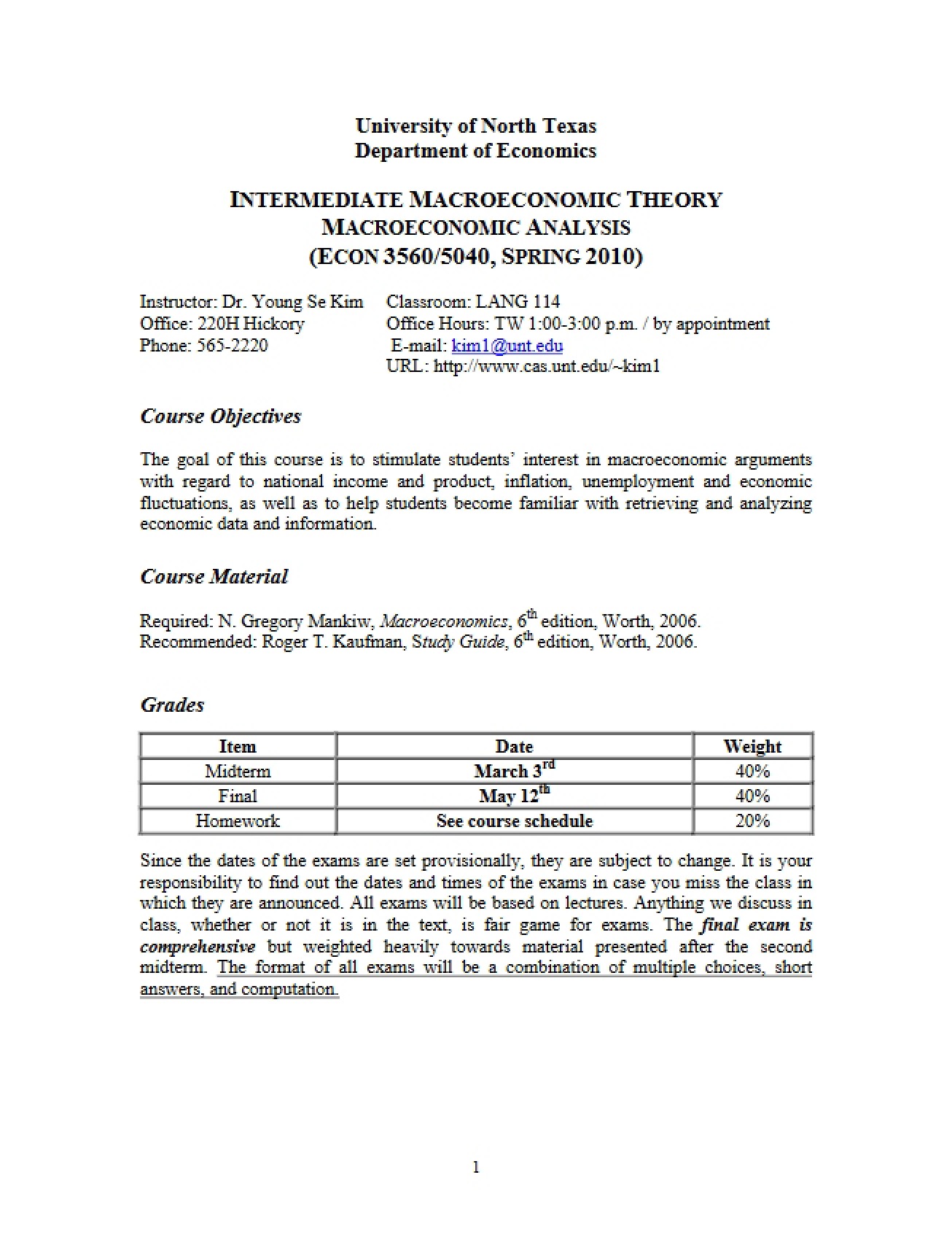 Spring 2010 Syllabus