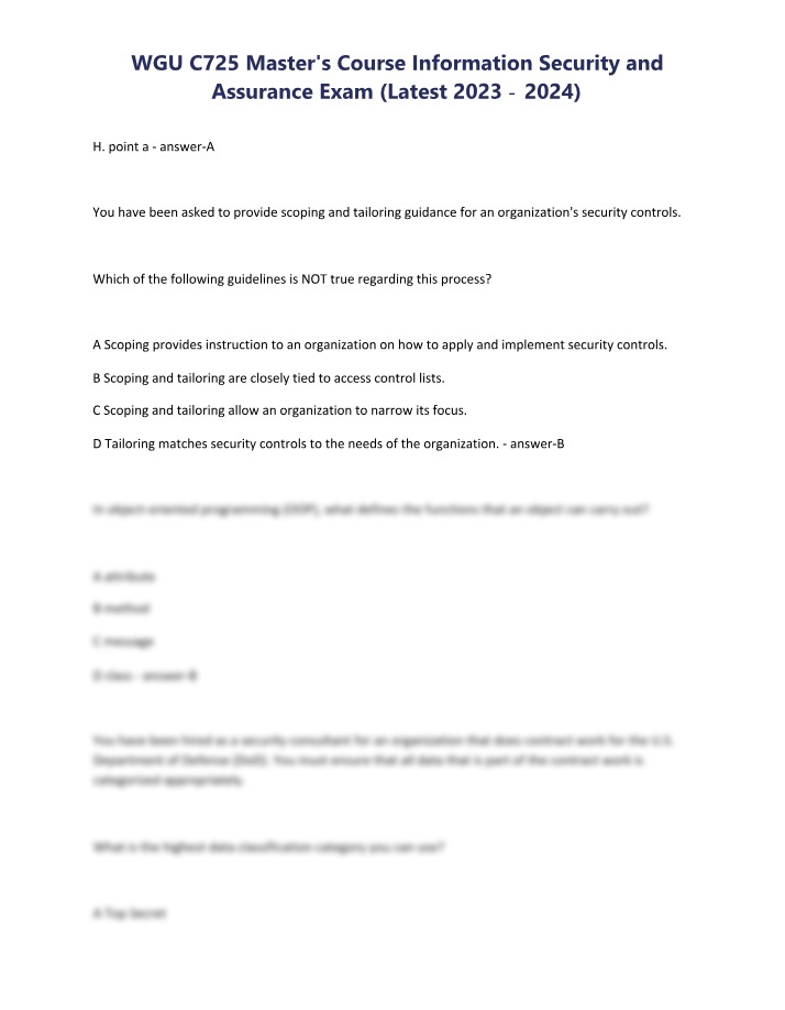 Guidance on Scoping and Tailoring Security Controls