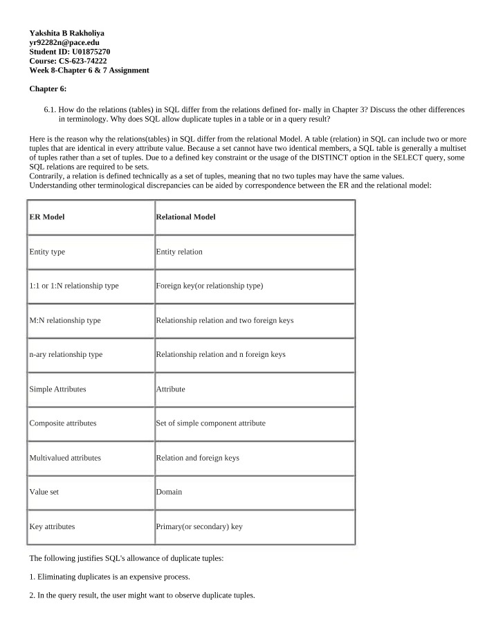 Week 8 Assignment - Chapters 6 & 7