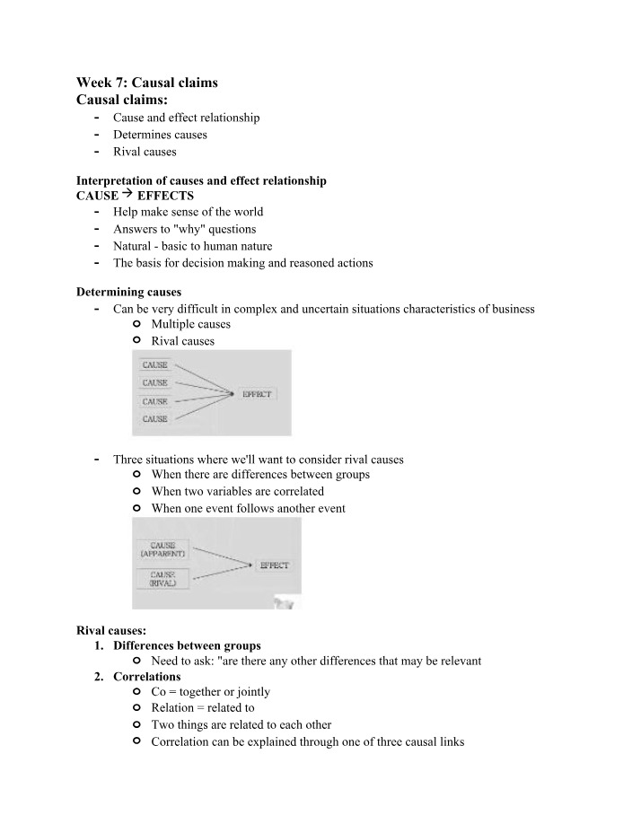 Week 7 Notes - Causal Claims in Accounting and Finance