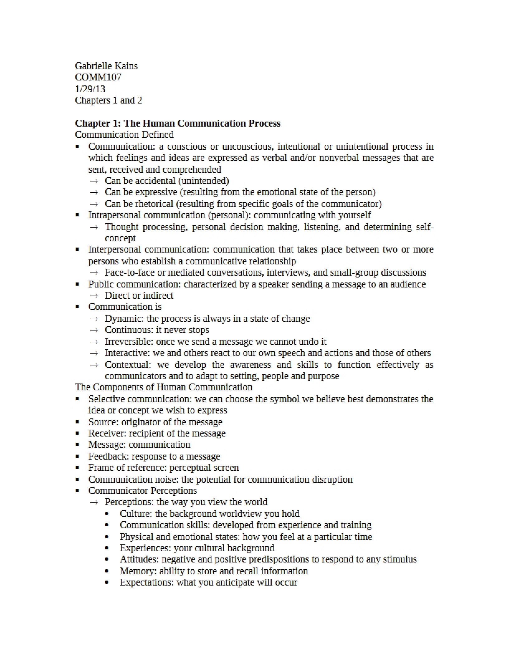 COMM 107 Chapters 1-2