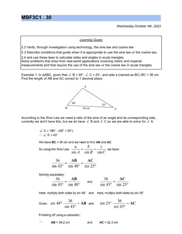 Sine and Cosine Laws - Solving Real-World Triangle Problems