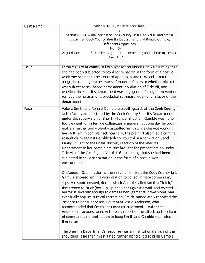 Workplace Assault Legal Brief