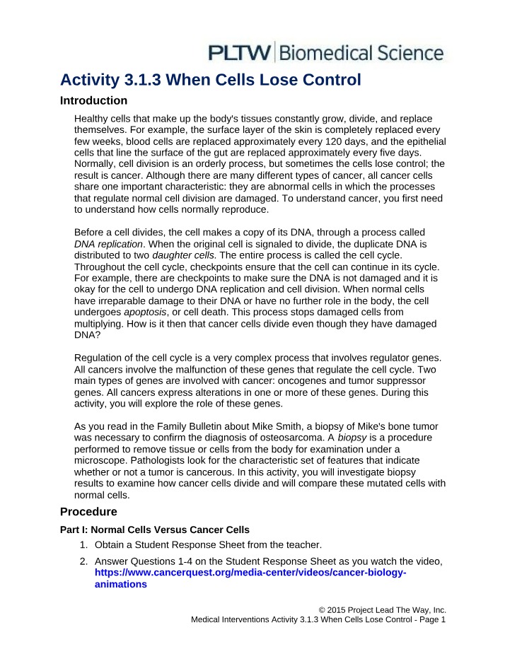 Cells Losing Control