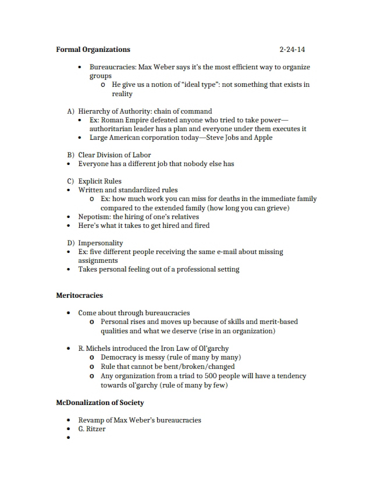 Structure of Formal Organizations
