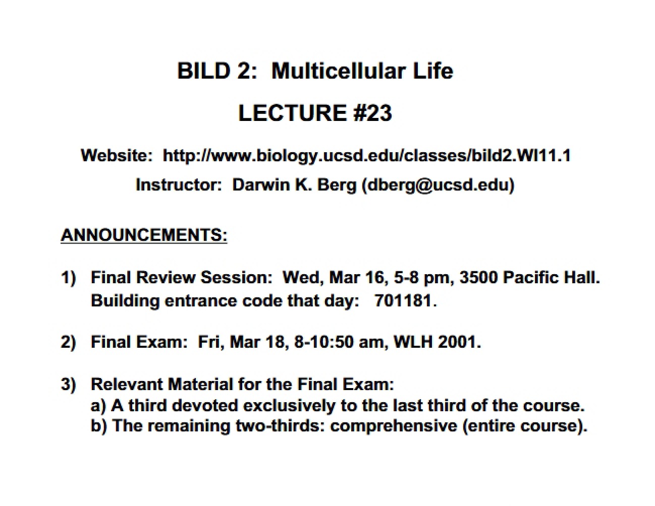 Twenty-Third Lecture