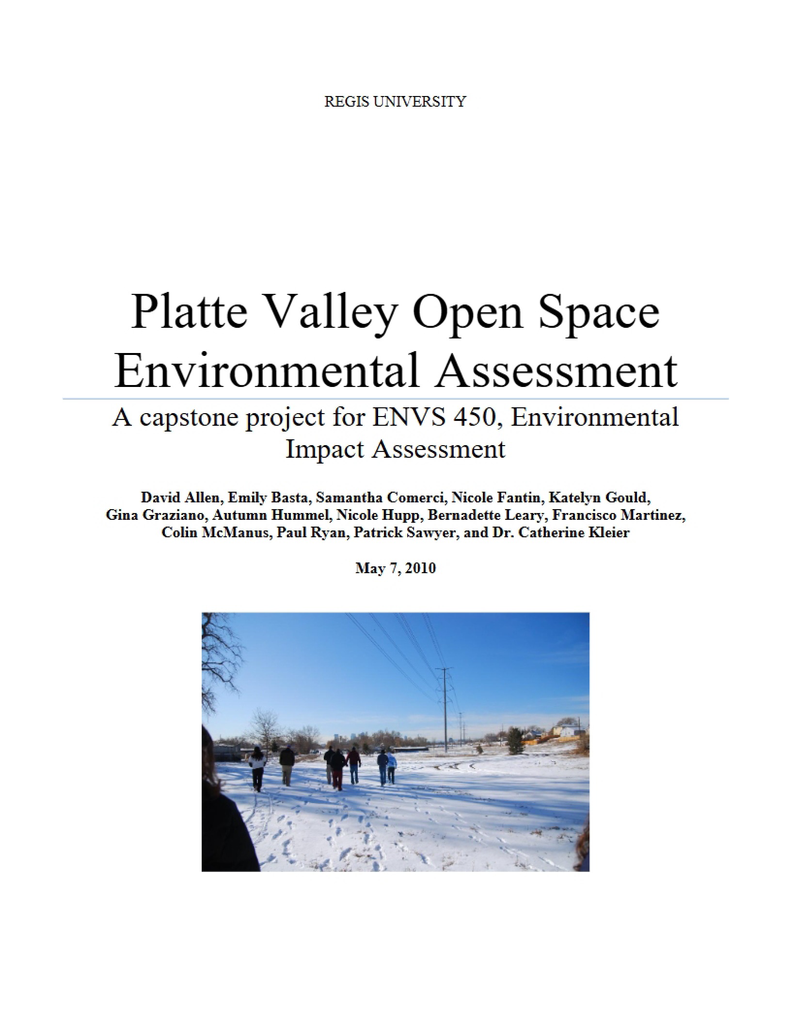 Environmental Assessment of Platte Valley Open Space