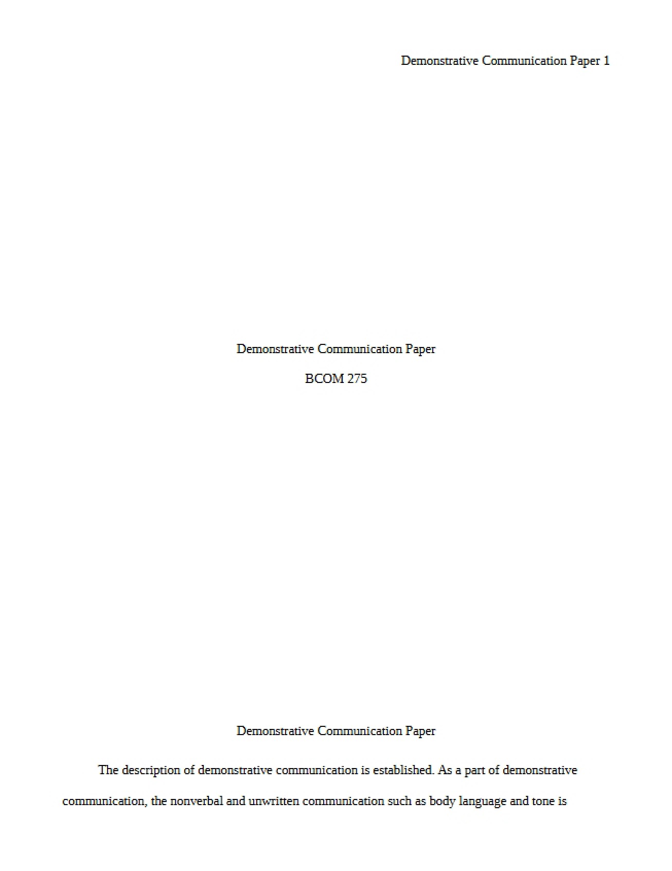 Paper on Demonstrative Communication