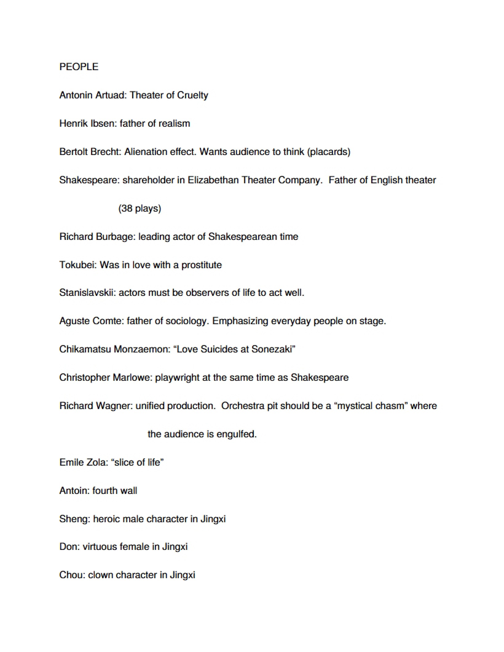 Notes on Theatre